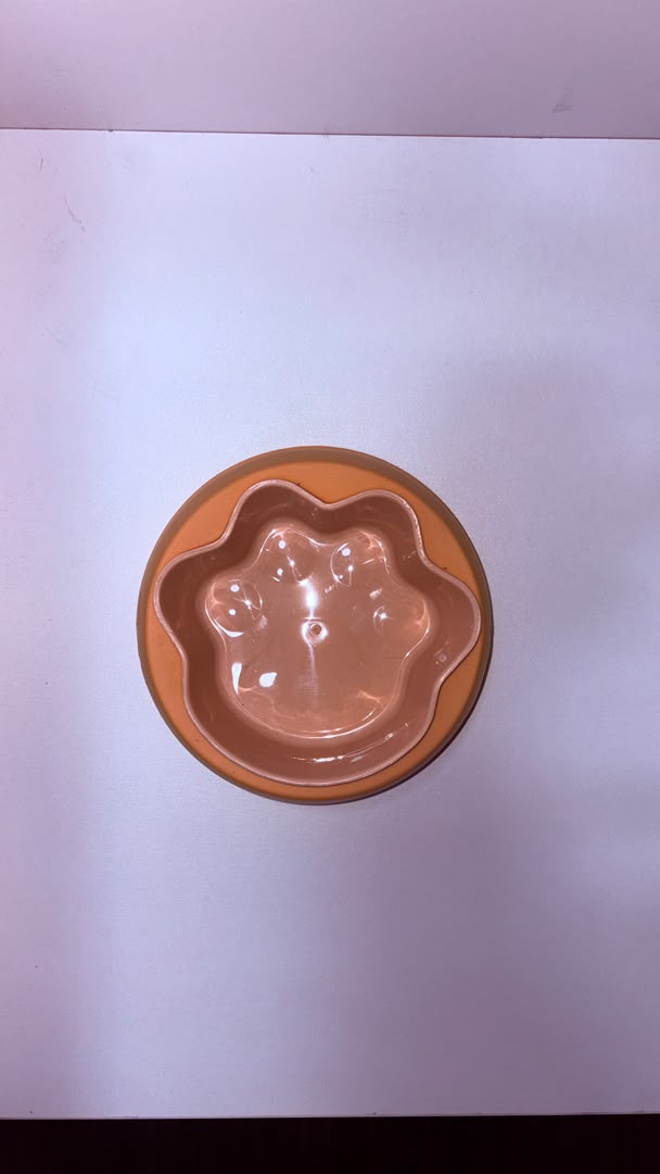 Paw Print Design Plastic Pet Feeding Bowl, Orange